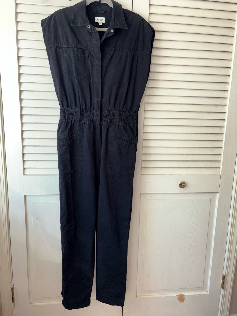 Pistola Rosie Shoulder Pad Jumpsuit Fade To Black Medium Utility One Piece - Picture 3 of 7
